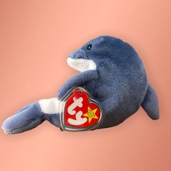 TY Beanie Babies Echo The Dolphin P.V.C. Pellets