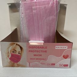 Adult - Pink Disposable Face Mask 