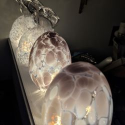 Two Glass Bunnies & Ovals With Lights (Purple/Lilac)