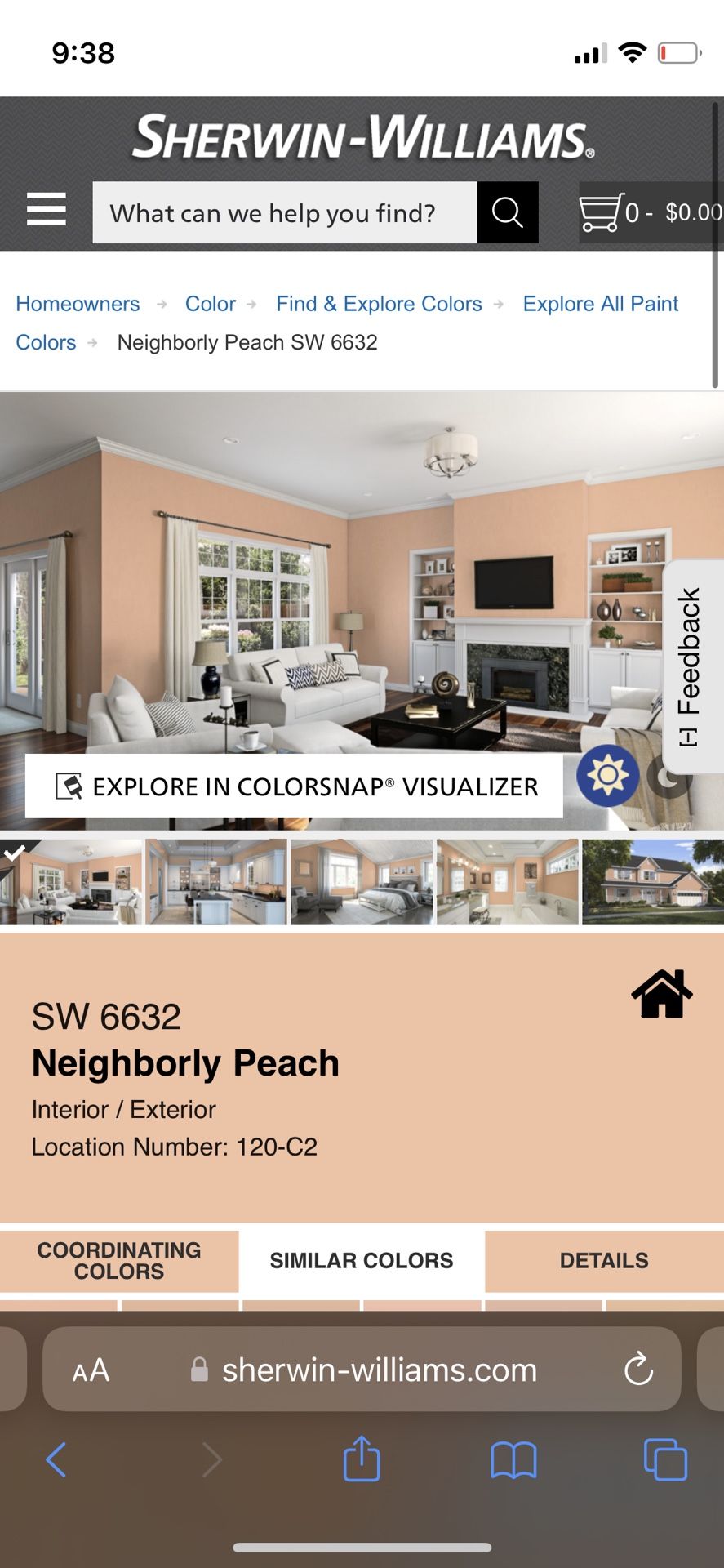 SHERWIN WILLIAMS Emerald Interior Acrylic Latex Paint Neighborly Peach Color 2 Gallon