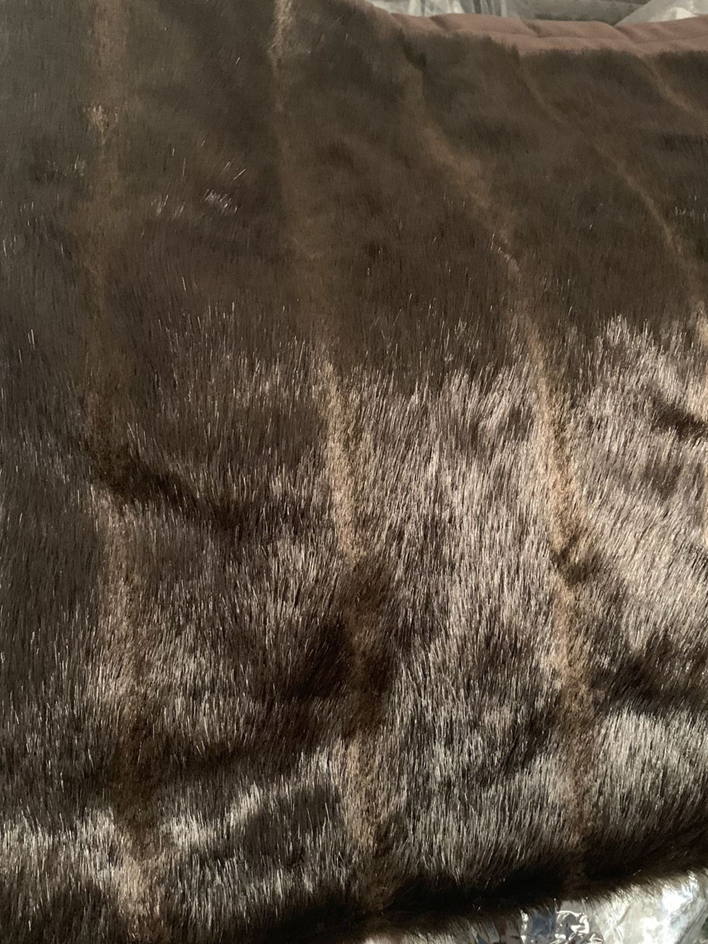 59”x60” fur throw blanket w/velvet border