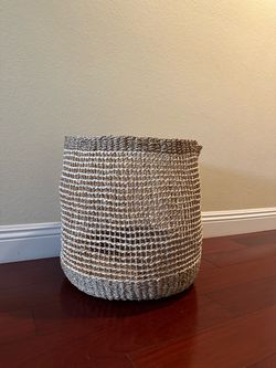 Large Woven Decorative Basket / Blanket Basket - Boho Farmhouse Style