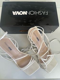 Fashion Nova White Strappy Heeled Sandals