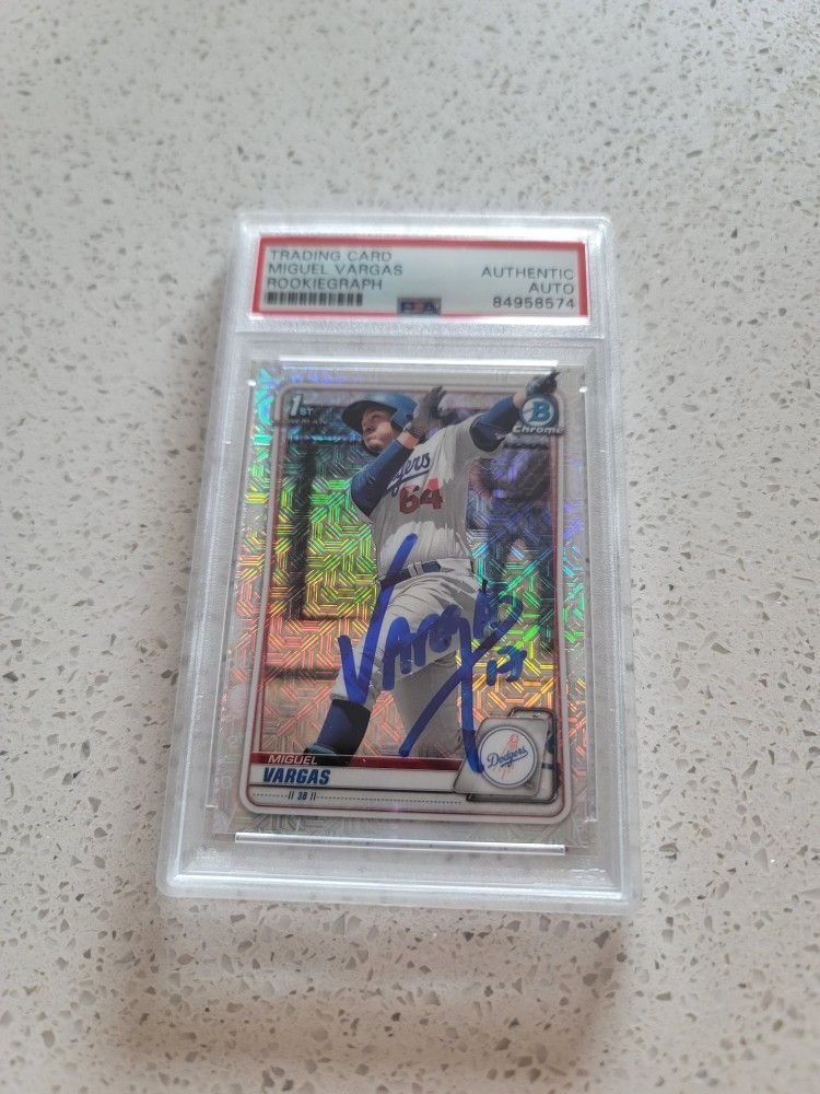 ROOKIEGRAPH Miguel Vargas Signed 2020 1st Bowman Chrome Rc PSA Slab Auto RARE!