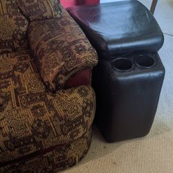 Black Sofa End Accessory w/ Cup Holders