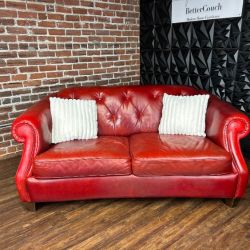 Delivery Available Vintage Natuzzi Leather red loveseat sofa