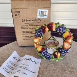 VINTAGE Home Interior Accents Villa 8.5” Wreath Tea Light Tart Candle/Oil Burner