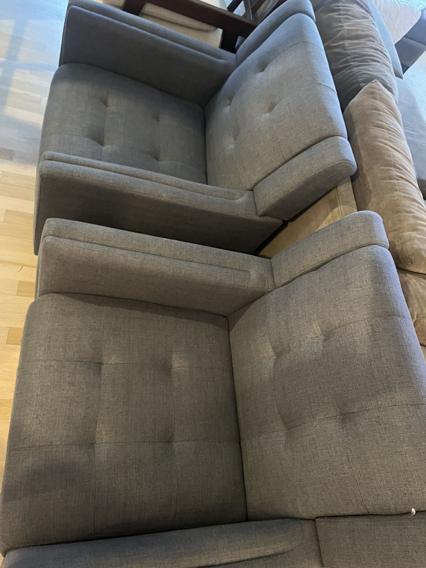 2 Upholstered Blue-Gray Chairs 