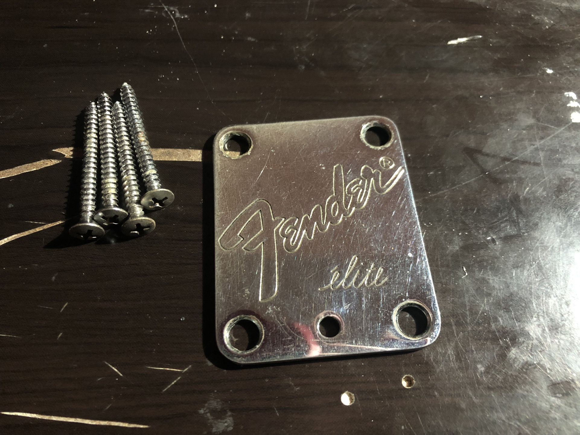 Vintage Fender Elite Chrome Neck Plate