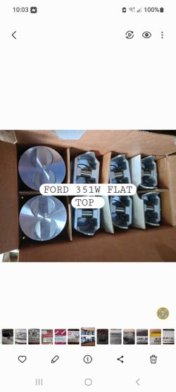 NEW FORD 351W FLAT TOP PISTONS- RING SET - ROD/MAIN BEARING SET