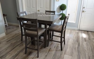 Beautiful gray counter height kitchen table