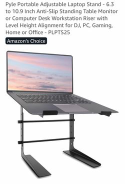 Pyle Portable Adjustable Laptop Stand - 6.3 to 10.9 Inch Anti-Slip Standing Table Monitor or Computer Desk Workstation Riser with Level Height Alignme