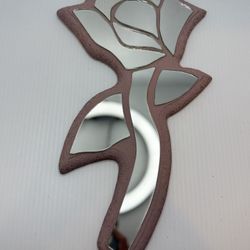 80’s Rose Shaped Mirror 16” Wall Hanging 