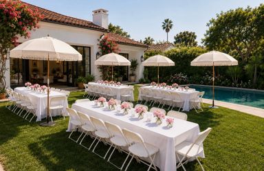 Chairs tables umbrellas
