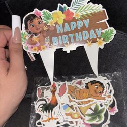 Moana Theme Cake Topper And Cup Cake Toppers 