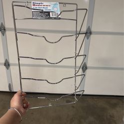 5 Tier Wall Mount Pot Lid Rack Chrome