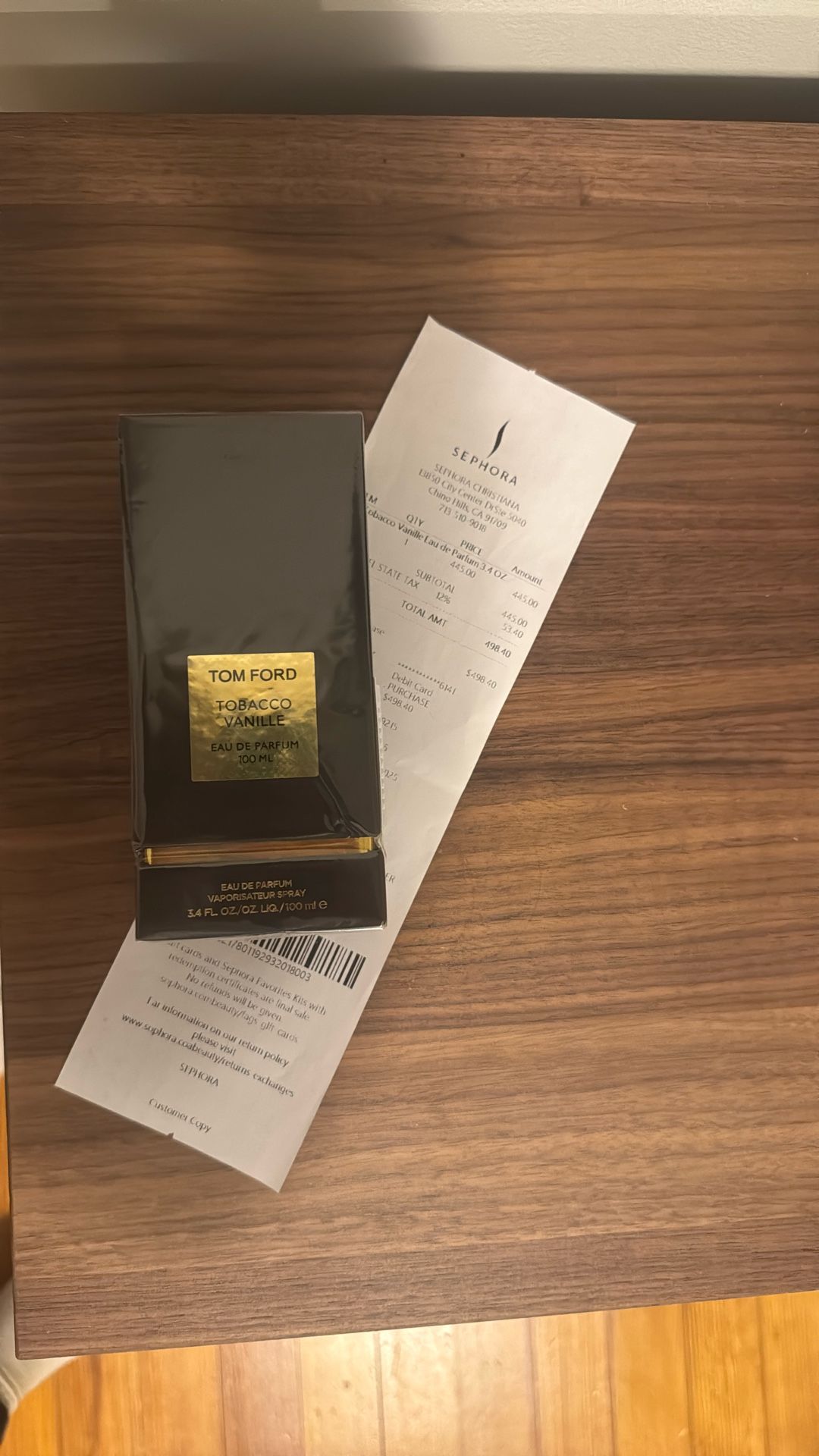 Tom Ford TOBACCO VANILLE 3.4 Oz Cologne