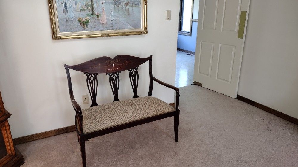 Antique Settee Love Seat with inlay for sale
