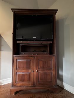 Solid Wood Armoire (Locking Drawer & Pocket Doors)
