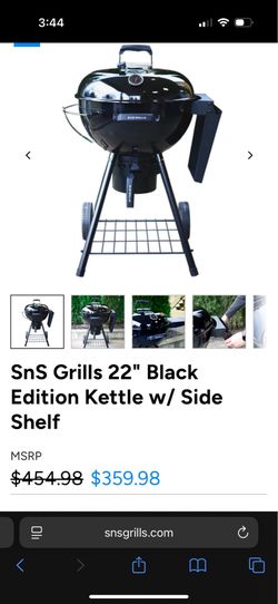 SnS Grills 22" Black Edition Kettle w/ Side Shelf