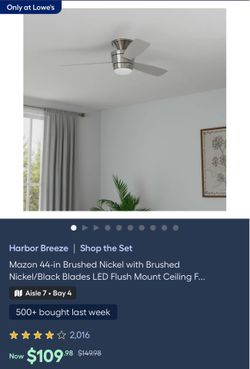 Harbor Breeze Mazon 44” Silver Fan w/ remote
