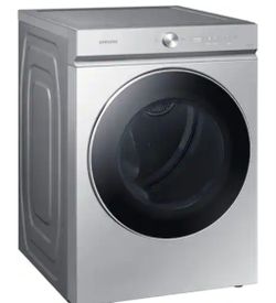 Samsung - BESPOKE 7.6 Cu. Ft. Stackable Smart GAS Dryer with Steam and AI Optimal Dry - Silver Steel MSRP: $1,489.99