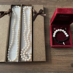 Real Fresh Water Pearl Necklace Bracelet 