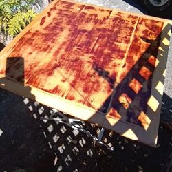 Custom Wood Top Table W/ Fold Up Iron Frame
