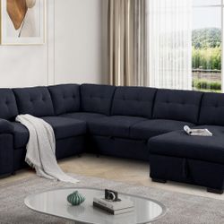 !New! Contemporary Sectional Sofa With Storage Chaise, Sectional Sofa Bed, Large Sofa Bed With Chaise, U-shaped Sectional, Sectionals, Sectional Couch