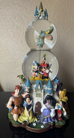 Vintage Disney Double Snow Globe Of All Main Characters