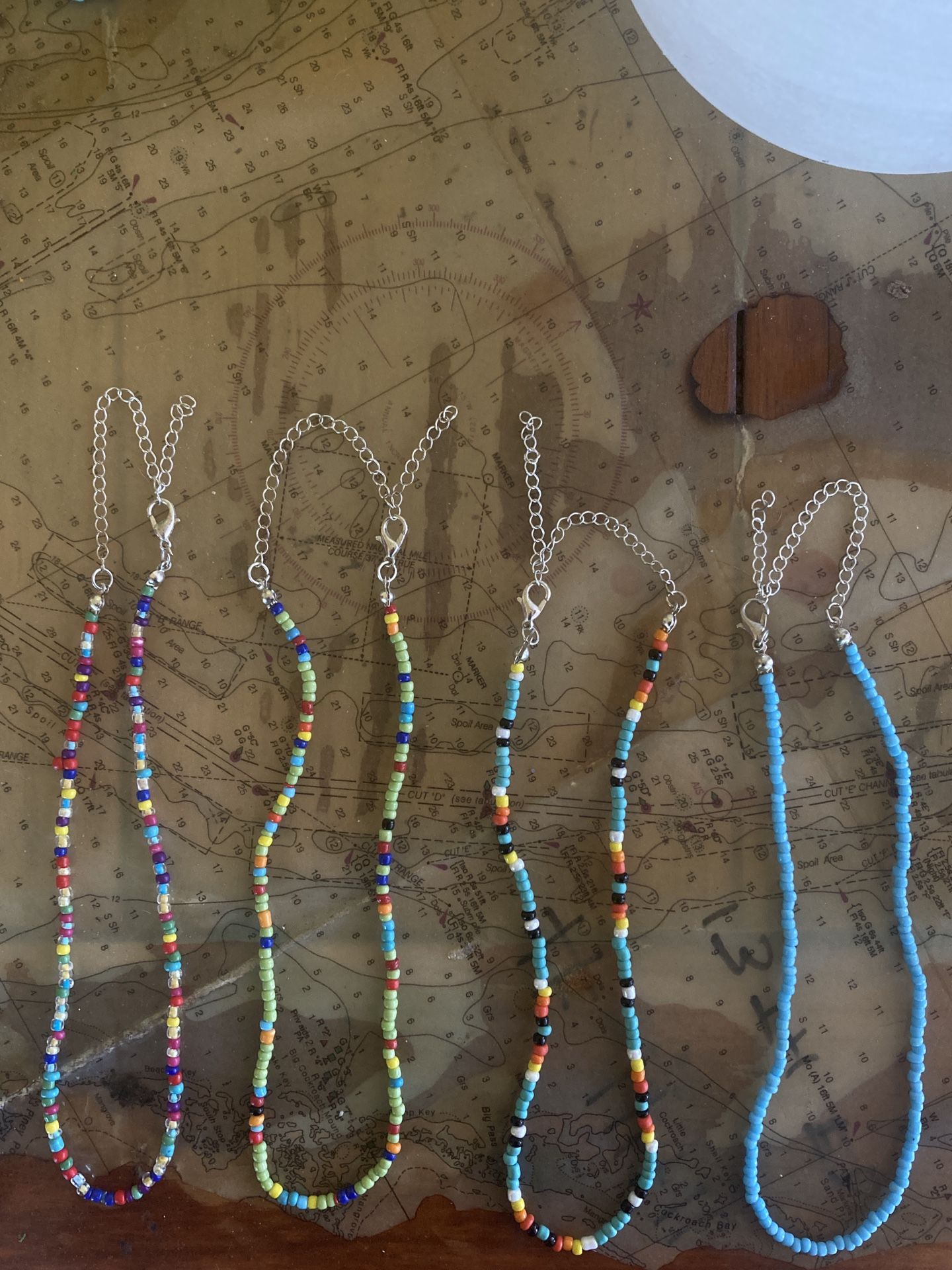 (4) Rainbow Seed bead choker necklaces