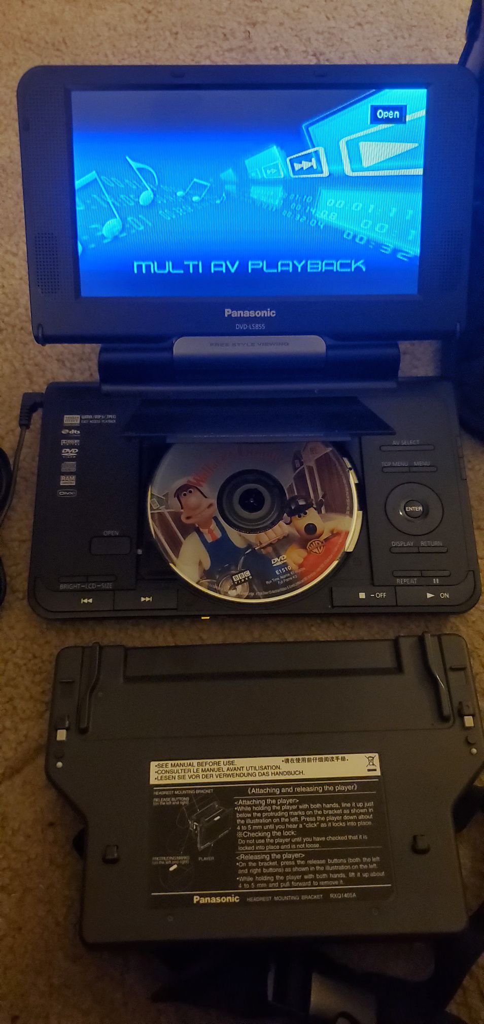 Panasonic portable DVD player w/case