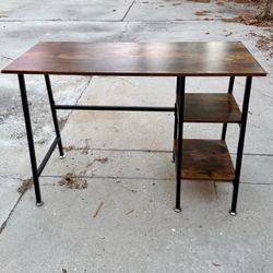 Industrial Wood and Metal Desk with Shelves