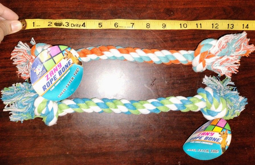 2 Colorful Zany Bunch Knot Rope Bones Dog Puppy Pet Toy Good For Urge To Chew