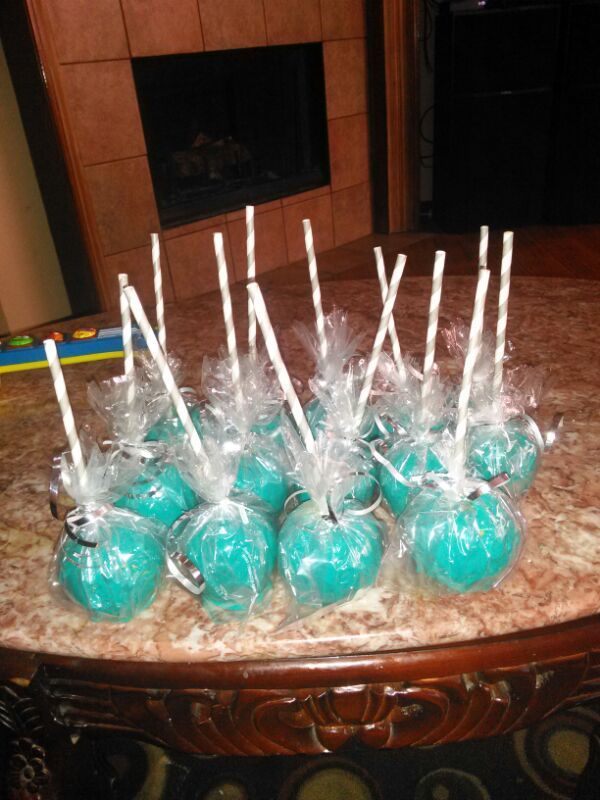 Tiffany blue candy apples