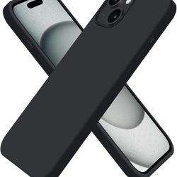 for iPhone 15 Case Liquid Silicone Slim Shockproof Protective Cover 6.1 Inch Anti-Scratch Drop Protection,Black