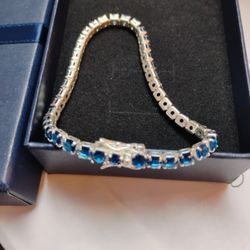 Brand New Icy Blue Topaz Bracelet Sterling Silver