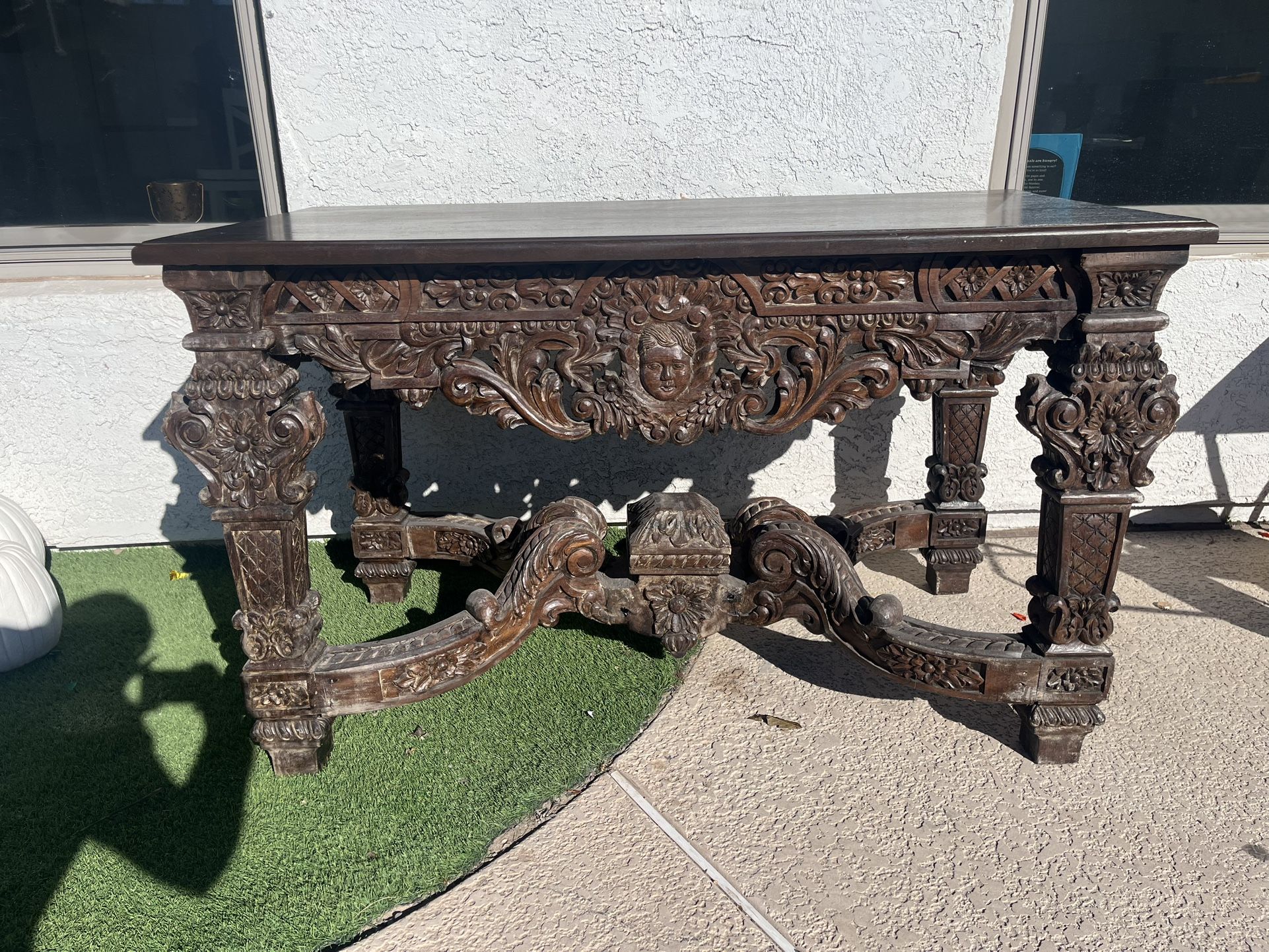 Carved Wood Console Table