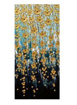 zoinart Hand Paintings 3D Floral Canvas Wall Art 24x48 Inches Abstract Floral Paintings Modern Contemporary Texture Wall Art Tree Black and White Artw