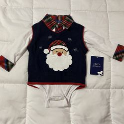 Navy Blue Santa Sweater Vest Infant size 3-6months by Matt Scooter NWT