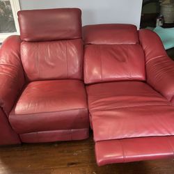 Couch + Love Seat Leather Recliner Dual Electric