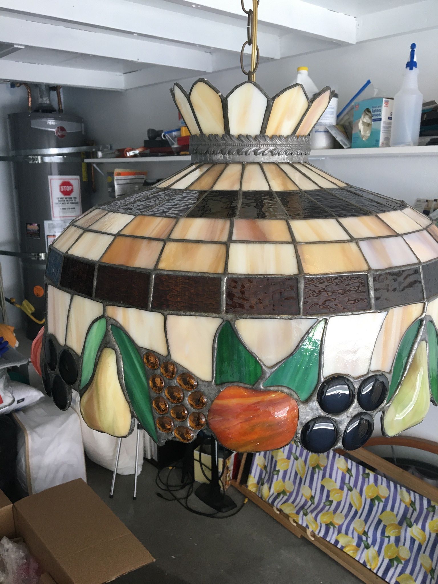Antique Stained Glass Hanging Lamp