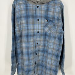 NEW Boy’s Quiksilver Lightweight Flannel Shirt Jacket Hoodie Large 14/16