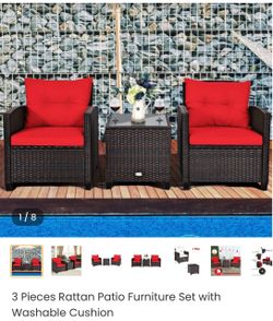 3 Pieces Rattan Patio Furniture Set