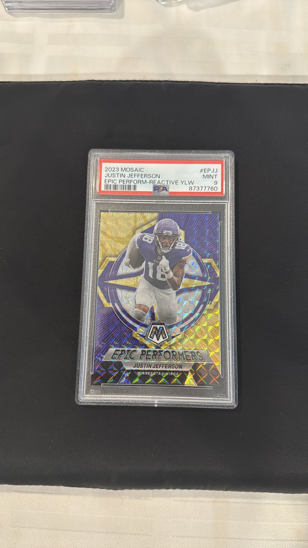 Justin Jefferson 2023 Mosaic Epic Performers Yellow Reactive PSA 9