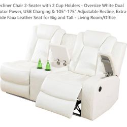 A Ainehome Leather Power Recliner Sofa Set,Leather Sofa Set Reclining Couch with Wireless Charger and Loveseat Theater Seating,Home Electric Recliner 