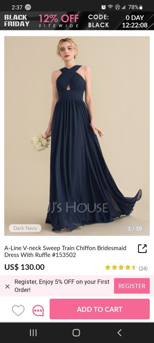 A-Line V-neck Sweep Train Chiffon Bridesmaid Dress With Ruffle #153502