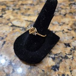 GENUINE 1.18 Cts YELLOW TOPAZ & DIAMOND RING 10K GOLD - Free Certificate - NWT