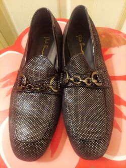 Nich Simon Men's Black Metalic Leather Shoes.