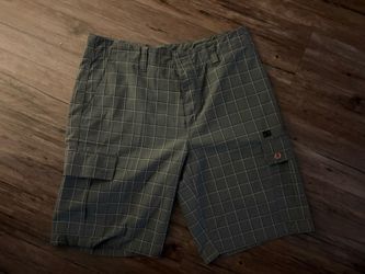 DC Shoes Mens Sz 34 Gray Grid Chino Shorts Y2K